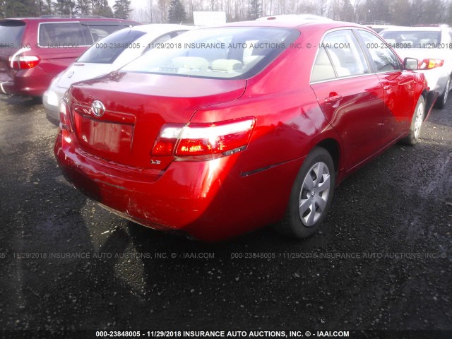 4T1BE46K27U073072 - 2007 TOYOTA CAMRY NEW GENERAT CE/LE/XLE/SE RED photo 4