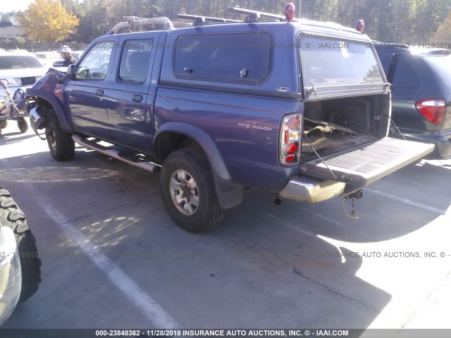 1N6ED27Y0YC435030 - 2000 NISSAN FRONTIER CREW CAB XE/CREW CAB SE BLUE photo 3