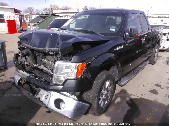 1FTEX1CMXDFC94404 - 2013 FORD F150 SUPER CAB BLACK photo 2