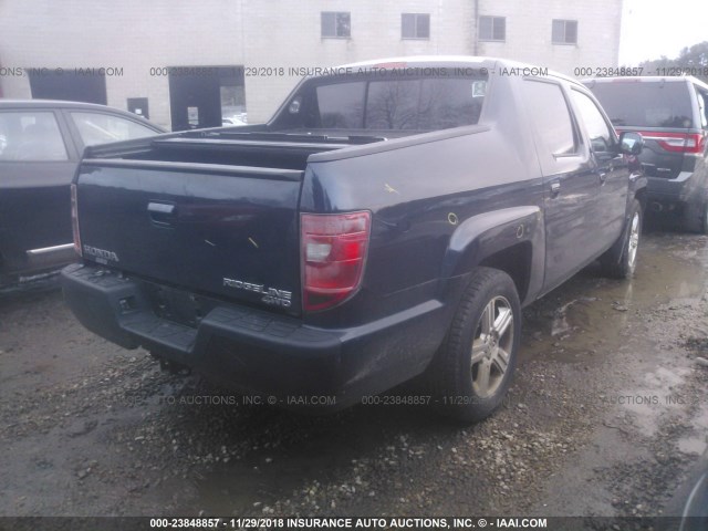 5FPYK1F5XBB455293 - 2011 HONDA RIDGELINE RTL BLUE photo 4