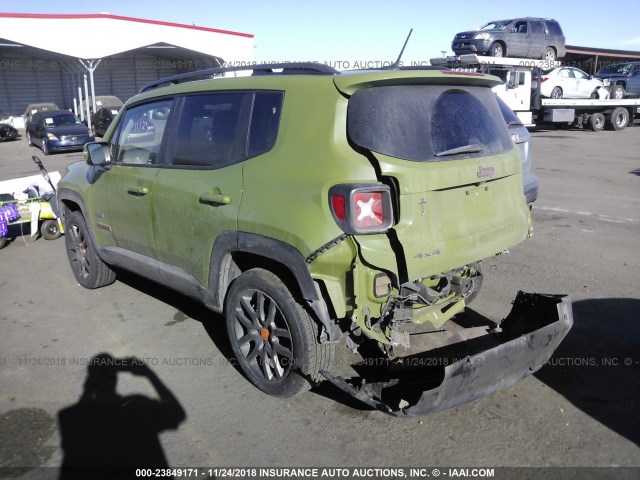 ZACCJBBT0GPC99703 - 2016 JEEP RENEGADE LATITUDE GREEN photo 3