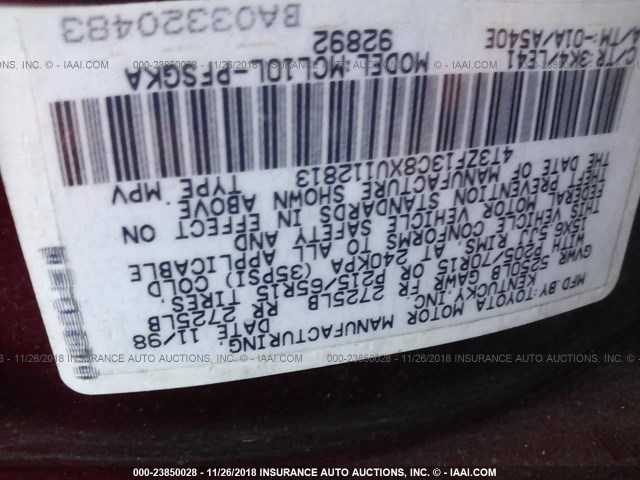 4T3ZF13C8XU112813 - 1999 TOYOTA SIENNA LE/XLE RED photo 9