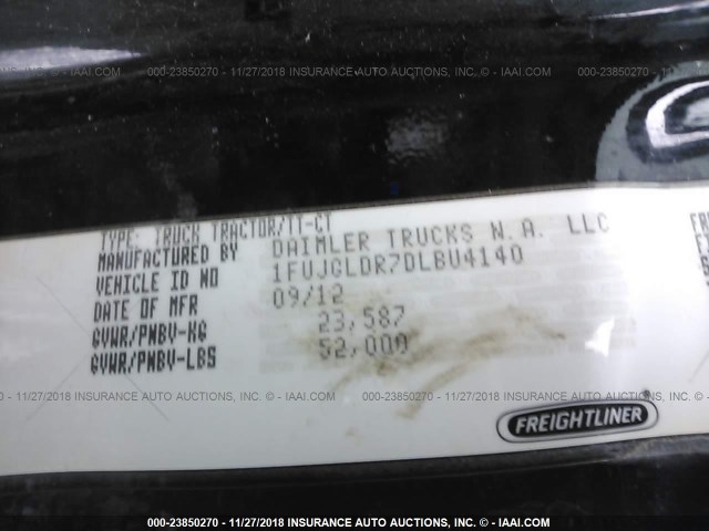 1FUJGLDR7DLBU4140 - 2013 FREIGHTLINER CASCADIA 125  Unknown photo 9