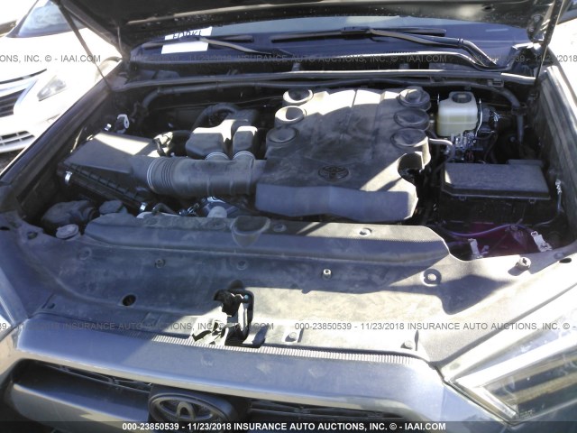 JTEBU5JR5J5523005 - 2018 TOYOTA 4RUNNER SR5 PREM/LTDL/TRAIL/TRD GRAY photo 10