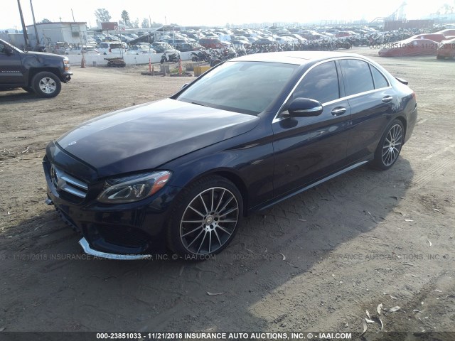 55SWF6GB4FU028427 - 2015 MERCEDES-BENZ C 400 4MATIC BLUE photo 2