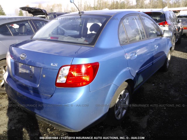 KNADH4A32A6644623 - 2010 KIA RIO LX/SX BLUE photo 4