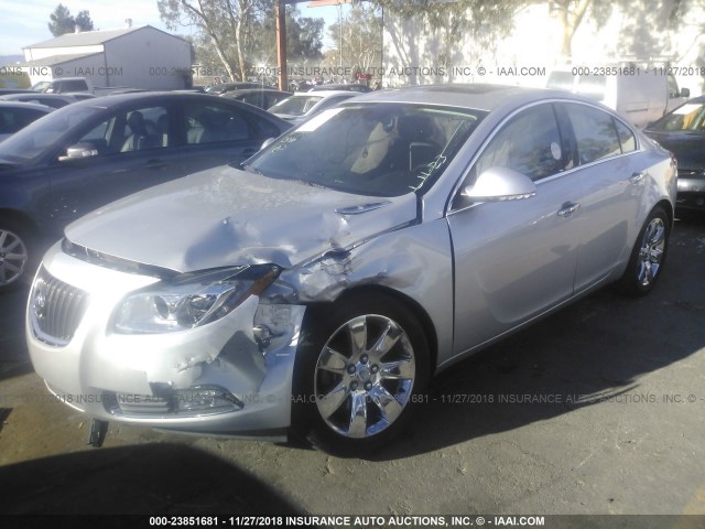 2G4GT5GV5D9148365 - 2013 BUICK REGAL PREMIUM SILVER photo 2