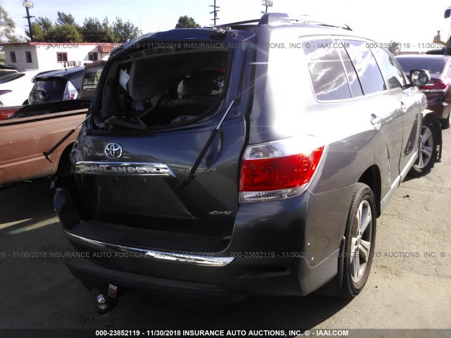 5TDDK3EH1BS041832 - 2011 TOYOTA HIGHLANDER LIMITED GRAY photo 4