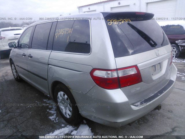 5FNRL38255B502212 - 2005 HONDA ODYSSEY LX SILVER photo 3