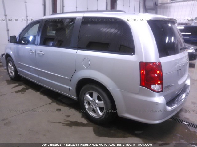 2C4RDGCG3CR279970 - 2012 DODGE GRAND CARAVAN SXT SILVER photo 3