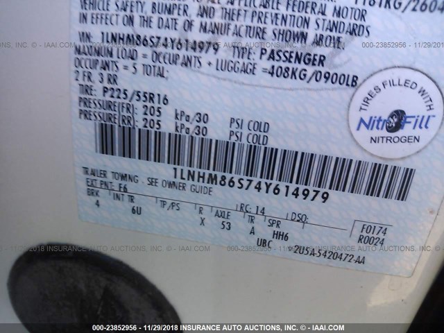 1LNHM86S74Y614979 - 2004 LINCOLN LS WHITE photo 9