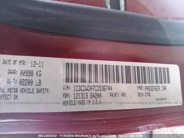 1C3CDWDA7CD536744 - 2012 DODGE CALIBER SXT RED photo 9