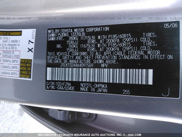 JTLKT324464091569 - 2006 TOYOTA SCION XB Сұр фото 9