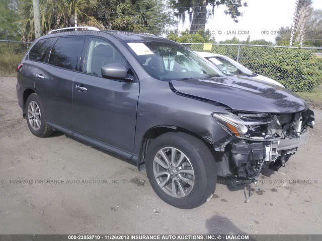 5N1AR2MN0FC657086 - 2015 NISSAN PATHFINDER S/SV/SL/PLATINUM GRAY photo 1