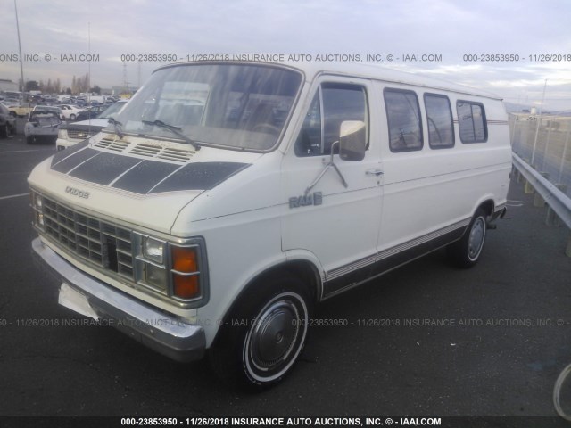 2B7GB13H8FK242283 - 1985 DODGE RAM VAN B150 WHITE photo 2