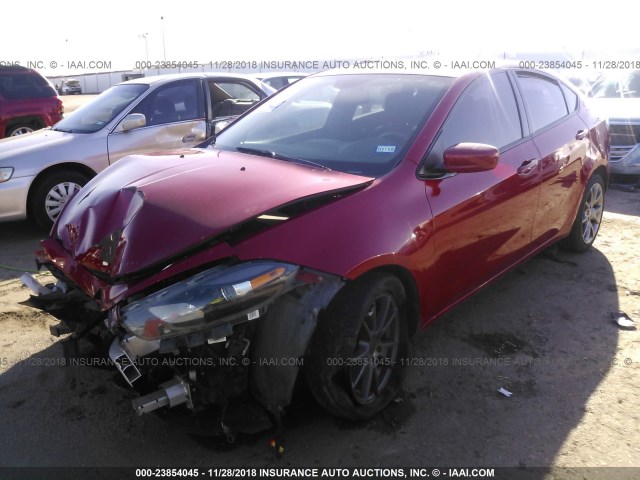 1C3CDFBB1ED860724 - 2014 DODGE DART SXT RED photo 2