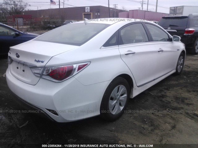 KMHEC4A46FA132832 - 2015 HYUNDAI SONATA HYBRID/LIMITED WHITE photo 4