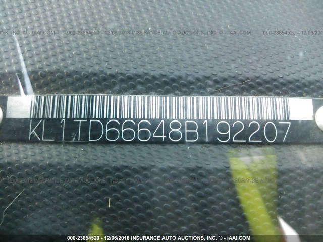 KL1TD66648B192207 - 2008 CHEVROLET AVEO LS YELLOW photo 9