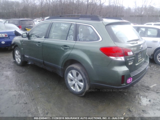 4S4BRBAC3C3239401 - 2012 SUBARU OUTBACK 2.5I GREEN photo 3