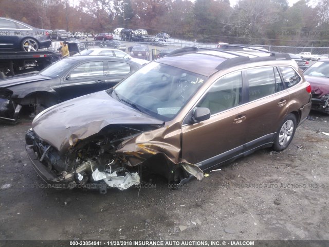 4S4BRBAC1B3357350 - 2011 SUBARU OUTBACK 2.5I BROWN photo 2