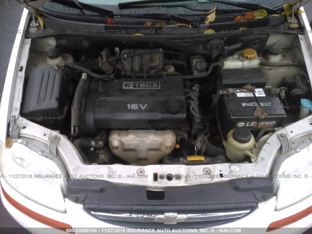 KL1TD52615B367606 - 2005 CHEVROLET AVEO LS WHITE photo 10