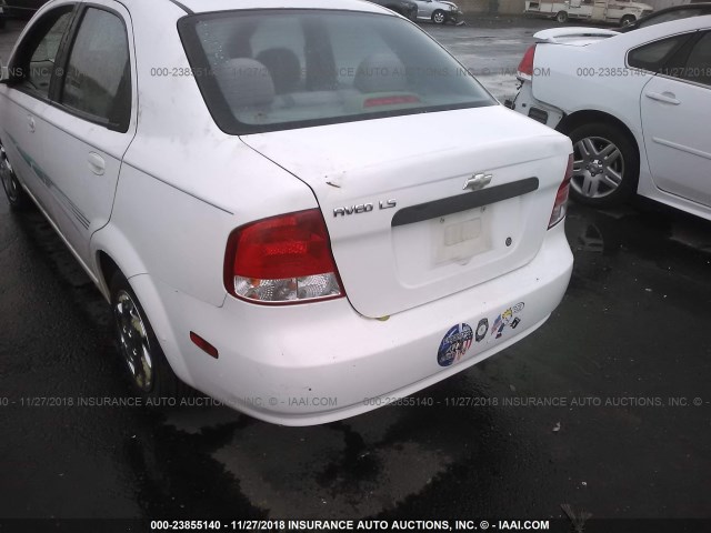 KL1TD52615B367606 - 2005 CHEVROLET AVEO LS WHITE photo 6