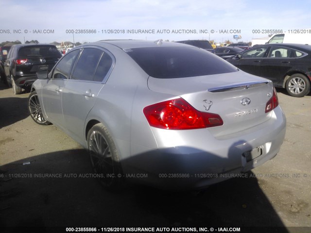 JN1CV6AP0AM402191 - 2010 INFINITI G37 SPORT SILVER photo 3