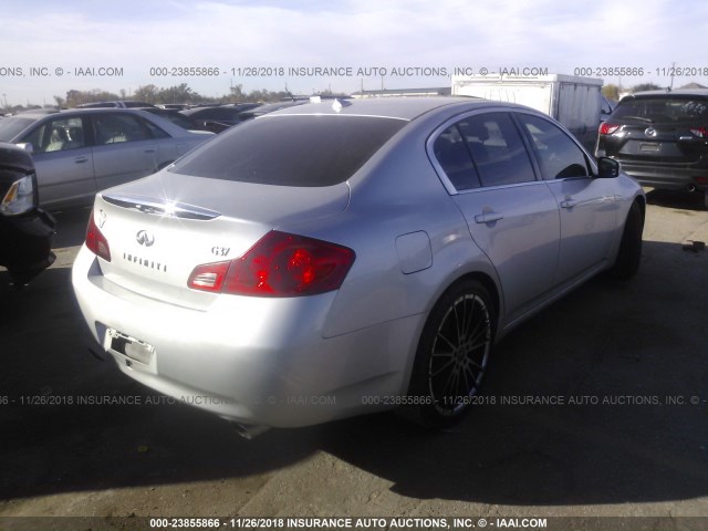 JN1CV6AP0AM402191 - 2010 INFINITI G37 SPORT SILVER photo 4