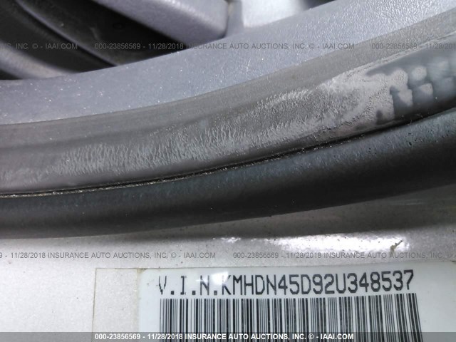 KMHDN45D92U348537 - 2002 HYUNDAI ELANTRA GLS/GT SILVER photo 9