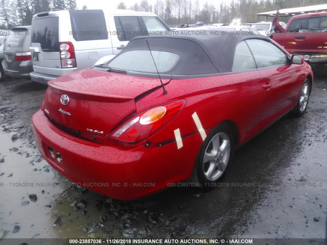 4T1FA38P95U042317 - 2005 TOYOTA CAMRY SOLARA SE/SLE RED photo 4