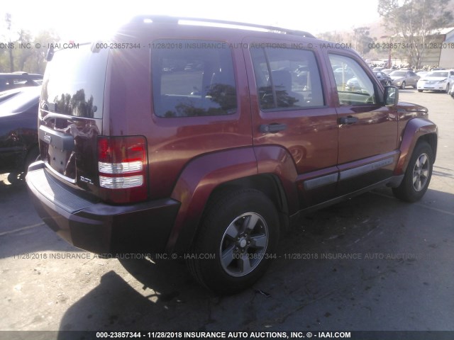 1J8GP28K88W103695 - 2008 JEEP LIBERTY SPORT RED photo 4