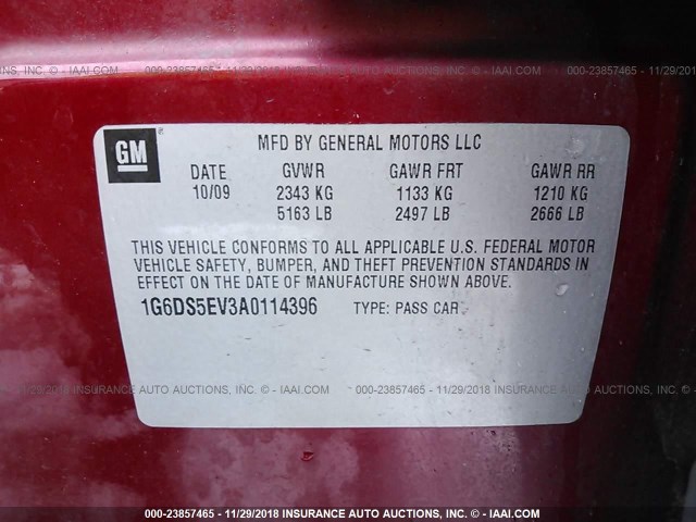 1G6DS5EV3A0114396 - 2010 CADILLAC CTS PREMIUM COLLECTION RED photo 9