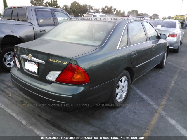 4T1BF28B2YU102781 - 2000 TOYOTA AVALON XL/XLS GREEN photo 4