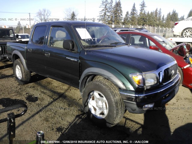 5TEHN72NX2Z131896 - 2002 TOYOTA TACOMA DOUBLE CAB GREEN photo 1