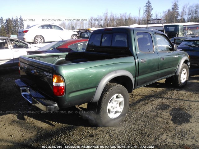 5TEHN72NX2Z131896 - 2002 TOYOTA TACOMA DOUBLE CAB GREEN photo 4