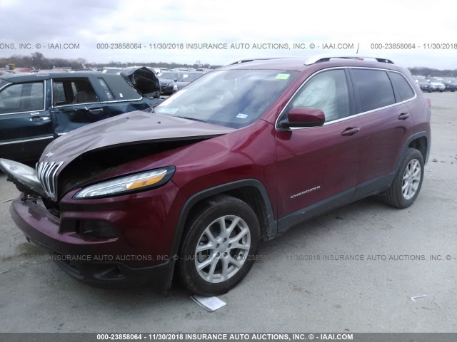 1C4PJLCB4HD239582 - 2017 JEEP CHEROKEE LATITUDE MAROON photo 2