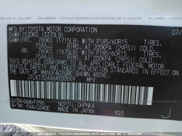 JTLKT324464103669 - 2006 TOYOTA SCION XB Ağ foto 9