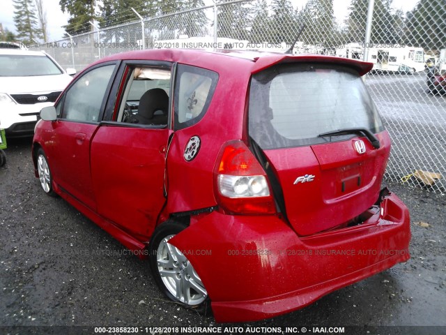 JHMGD38628S056338 - 2008 HONDA FIT SPORT RED photo 3