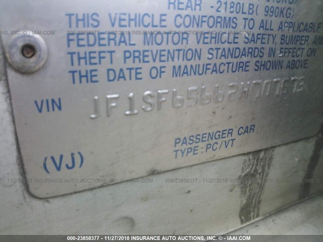 JF1SF65662H707573 - 2002 SUBARU FORESTER S WHITE photo 9