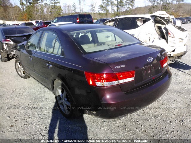 5NPEU46F36H102093 - 2006 HYUNDAI SONATA GLS/LX MAROON photo 3