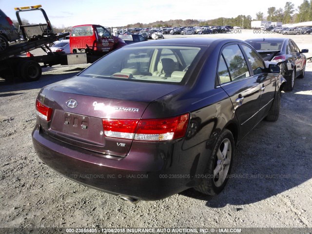 5NPEU46F36H102093 - 2006 HYUNDAI SONATA GLS/LX MAROON photo 4