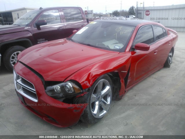 2C3CDXCT3EH334384 - 2014 DODGE CHARGER R/T RED photo 2