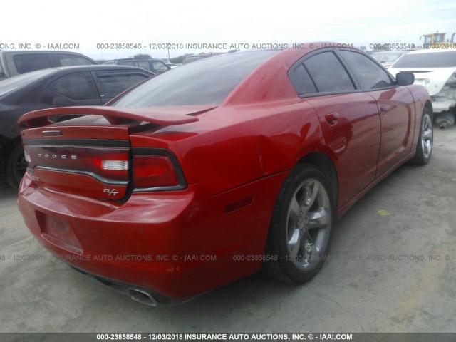 2C3CDXCT3EH334384 - 2014 DODGE CHARGER R/T RED photo 4