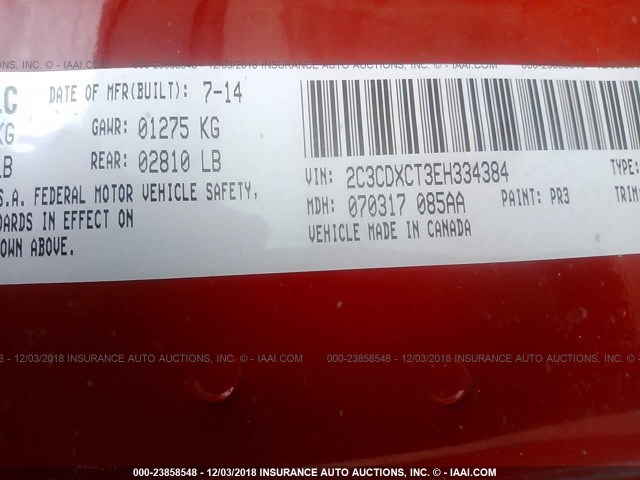 2C3CDXCT3EH334384 - 2014 DODGE CHARGER R/T RED photo 9