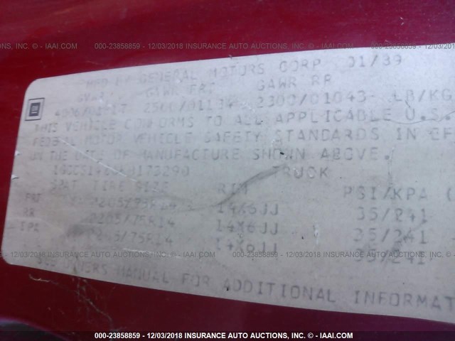 1GCCS14Z6K8173290 - 1989 CHEVROLET S TRUCK S10 RED photo 9