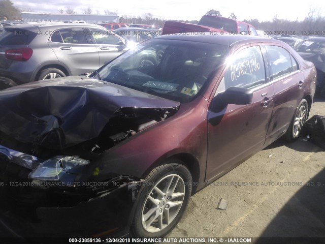 3FAHP0GA2CR148903 - 2012 FORD FUSION S MAROON photo 2