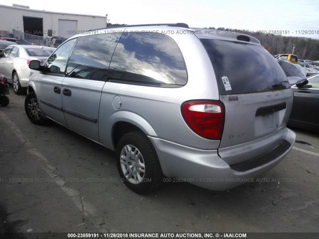 1D4GP24R05B299096 - 2005 DODGE GRAND CARAVAN SE SILVER photo 3