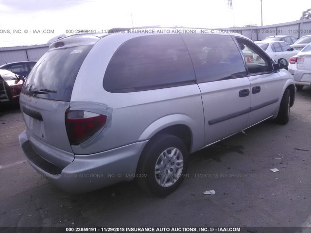 1D4GP24R05B299096 - 2005 DODGE GRAND CARAVAN SE SILVER photo 4