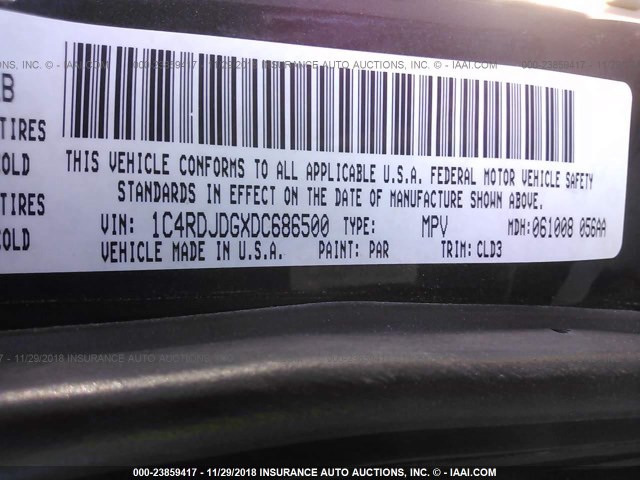 1C4RDJDGXDC686500 - 2013 DODGE DURANGO CREW GRAY photo 9