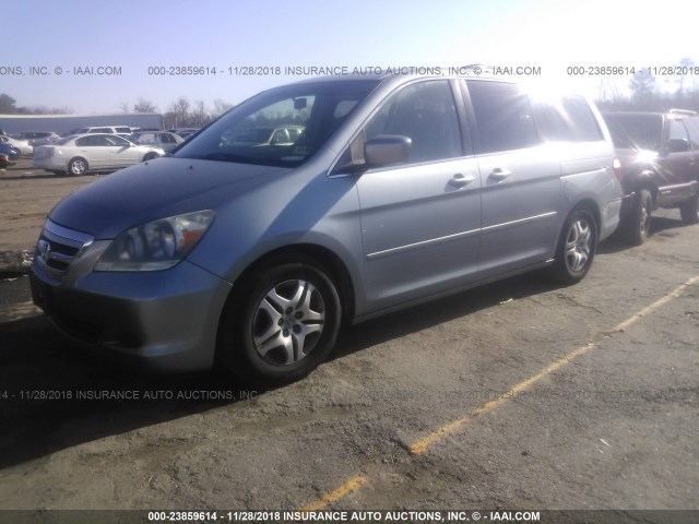 5FNRL38777B022171 - 2007 HONDA ODYSSEY EXL BLUE photo 2